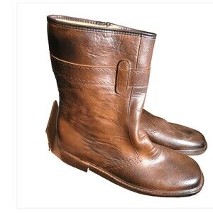 MOD late 60s early 70s Molded Rubber Rain Boots, Faux Leather look Men's Sz 11